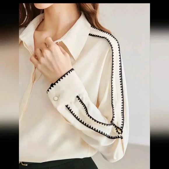 PREMIUM WOVEN WOMEN'S CONTRAST PIPING SHIRT - Picture 11 of 11